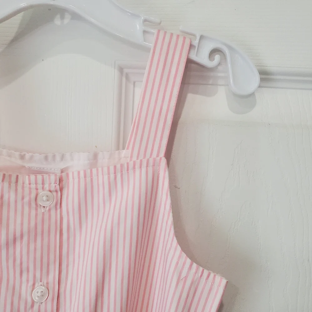 Gymboree Girls Pink Striped Sleeveless Jumpsuit Size 6 New